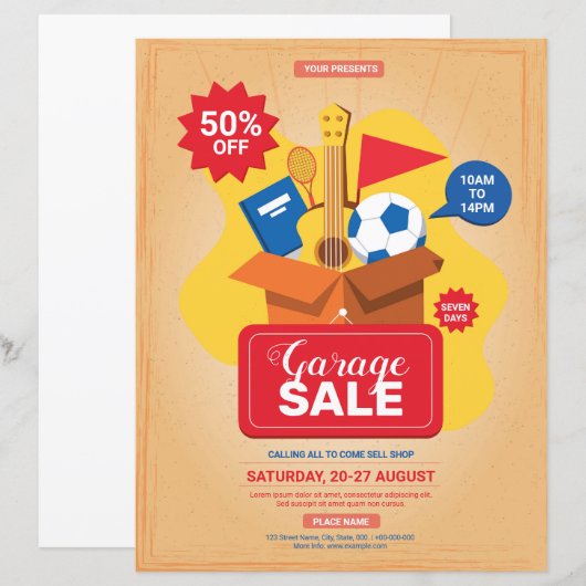 Garage Sale Flyer Sjabloon (Voorkant / Achterkant)