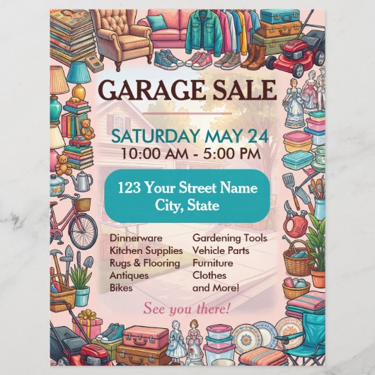 Garage Sale Flyer Sjabloon (Voorkant)