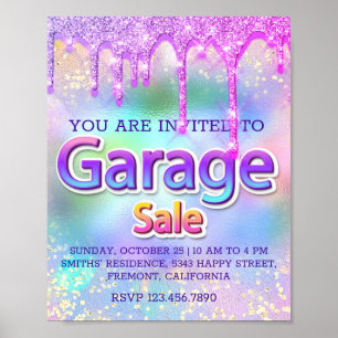 Garage Sale Glitter Drips Holografisch Home Roze Poster