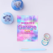 Garage Sale Holographic Pink Glitter Drip Flyer (Enkel)