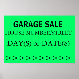 GARAGE SALE SIGN - pijl-rechts Poster