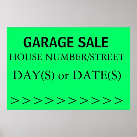 GARAGE SALE SIGN - pijl-rechts Poster (Voorkant)
