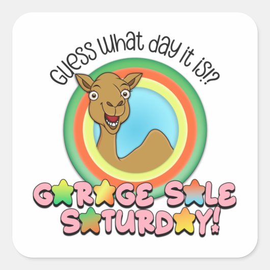 Garage Sale Stickers — Raad eens welke dag het Cam (Voorkant)