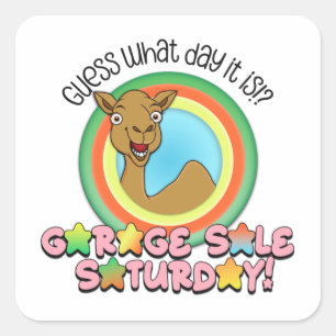Garage Sale Stickers — Raad eens welke dag het Cam