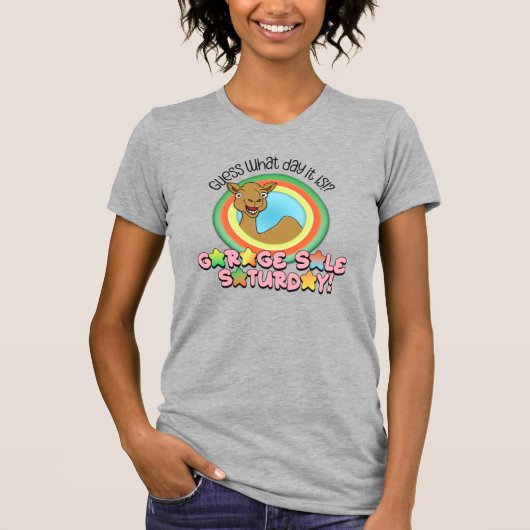 Garage Sale T-Shirt - Raad eens op welke dag Camel (Voorkant)
