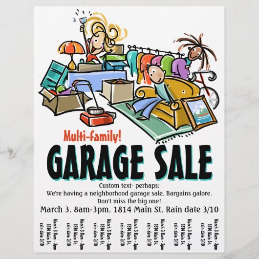Garage Sale. Verplaatsende verkoop. Yard Sale Cust Flyer (Voorkant)