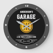 Garage Slogan Any Name Gold Car Gear Shifter Knop Grote Klok (Voorkant)