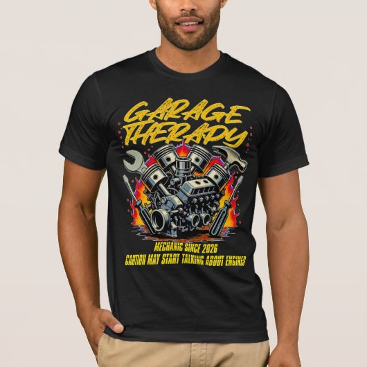 Garage Therapy Grappige monteur heren T-shirt (Voorkant)