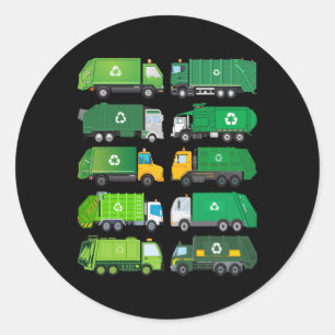 Garage Truck Recycling Day Afval Scheiding B Ronde Sticker