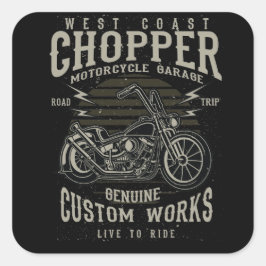 Garage van de West Coast Chopper Motorcycle Live n Vierkante Sticker