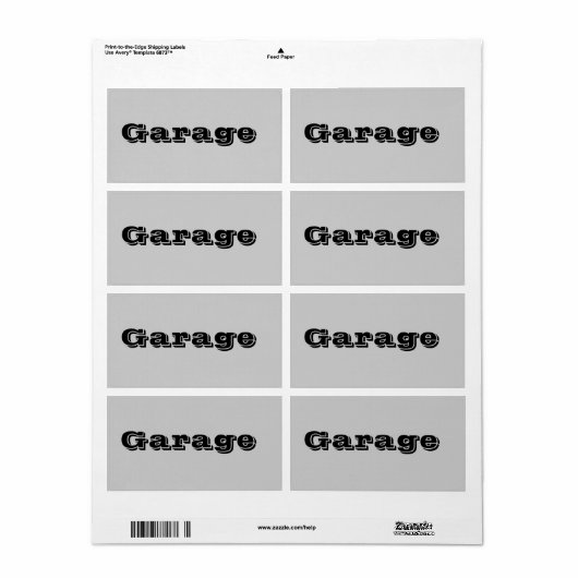 Garage verhuislabels in grijs etiket (Full Sheet)