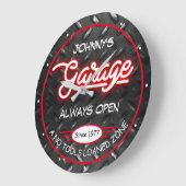 Garage voor elke naam Faux Red Neon Diamond Bord Grote Klok (Hoek)