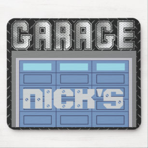Garage voor gepersonaliseerde JOUW NAAM Muismat