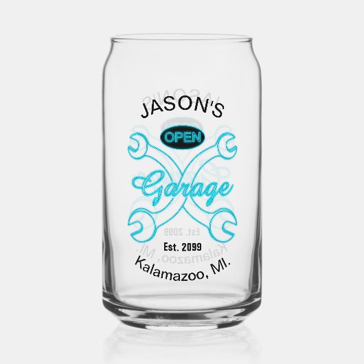 Garage Wrenches Drinkware Bier Blikvorm Glas (Achterkant)