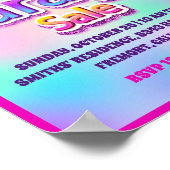 Garage Yard Sale Roze Glitter Holografisch Poster (Hoek)