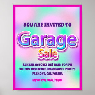 Garage Yard Sale Roze Glitter Holografisch Poster