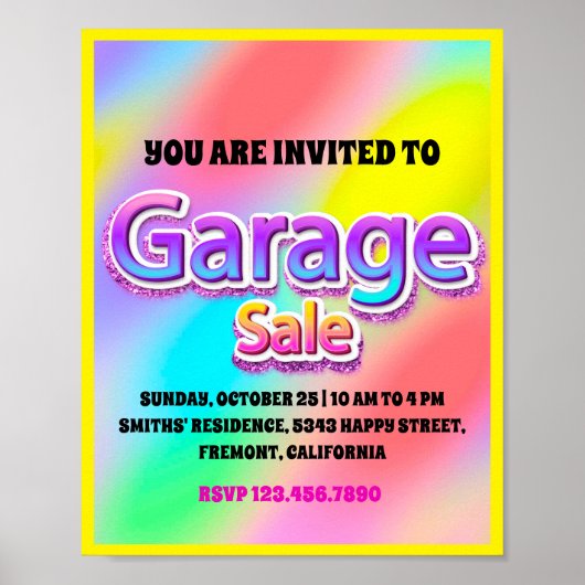 Garage Yard Sale Roze Glitter Holografisch Roze Poster (Voorkant)