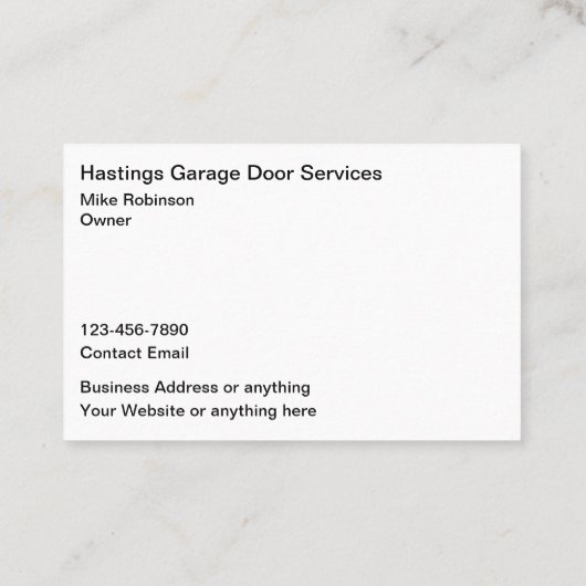 Garagedeur constructie Visitekaartjes (Achterkant)