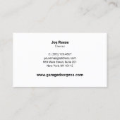 Garagedeur Installatie en reparatie Visitekaartje (Achterkant)