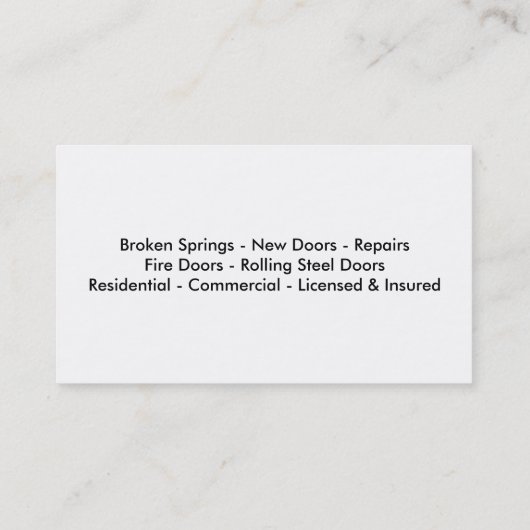 garagedeurservice visitekaartje (Achterkant)