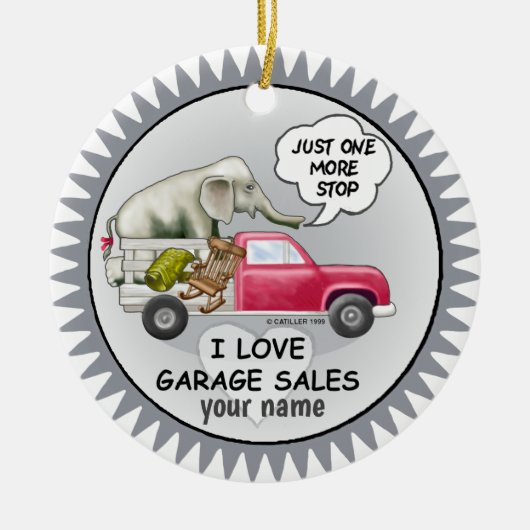 Garageverkoop op maat keramisch ornament (Voorkant)