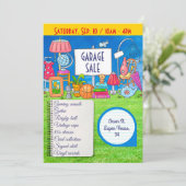 garageverkoop, uitnodiging tot verkoop op de sche (Staand voorkant)