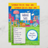 garageverkoop, uitnodiging tot verkoop op de sche (Voorkant / Achterkant)