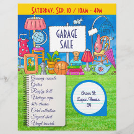  garageverkoop, uitnodiging tot verkoop op de sche flyer
