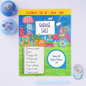 garageverkoop, uitnodiging tot verkoop op de sche flyer (Enkel)