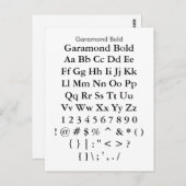 Garamond Bold - voorbeeldvel voor Zazzle Font Briefkaart (Voorkant / Achterkant)