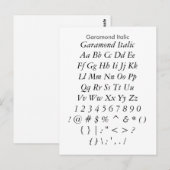 Garamond Italic - voorbeeldvel voor Zazzle-lettert Briefkaart (Voorkant / Achterkant)