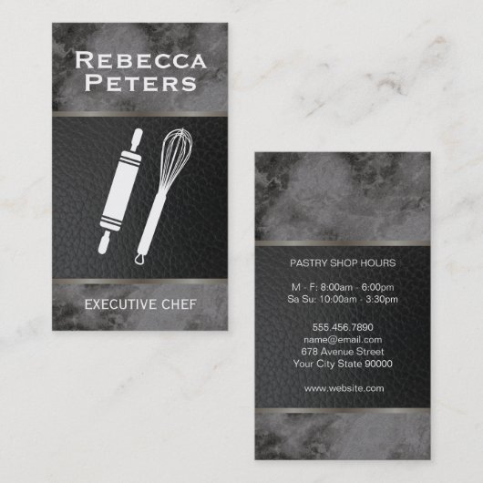 Garandeer Roller Culinaire Zwart Marmer Visitekaartje (Voorkant / Achterkant)