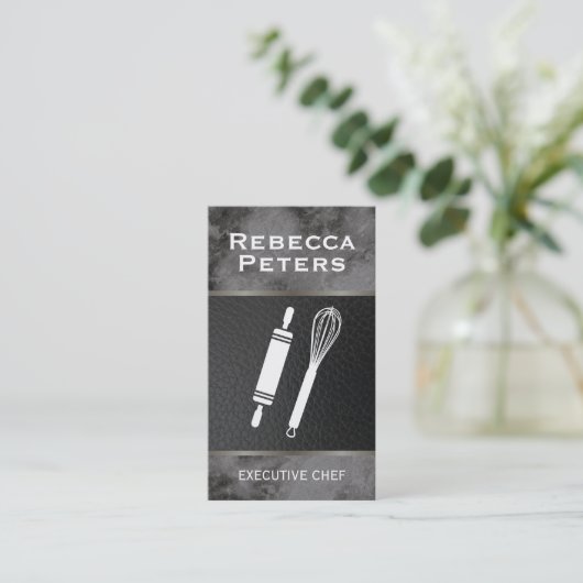 Garandeer Roller Culinaire Zwart Marmer Visitekaartje (Staand voorkant)