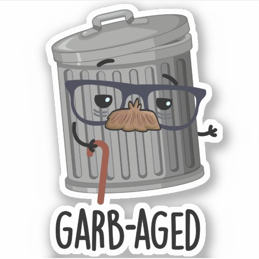 Garb-aged Funny Trash Kan Pun Dark BG Sticker (Voorkant)