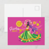 Garba Night Dancer, roze Uitnodiging Briefkaart (Voorkant / Achterkant)