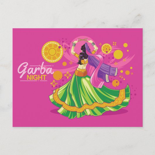 Garba Night Dancer, roze Uitnodiging Briefkaart (Voorkant)