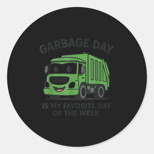 Garbage Day Is Favorite Traruck Kids Boys Toddlers Ronde Sticker (Voorkant)