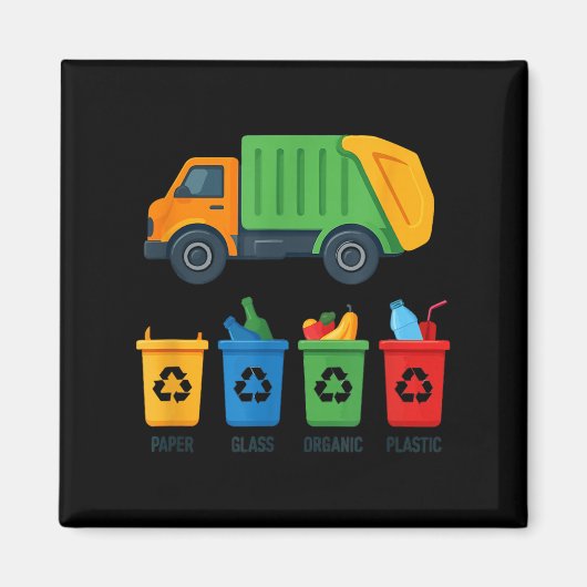 Garbage Day Recycling Truck Kids Boys Toddlers Gir Magneet (Voorkant)