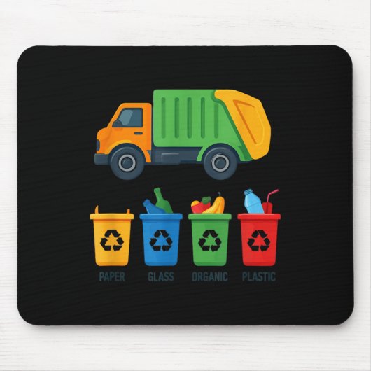 Garbage Day Recycling Truck Kids Boys Toddlers Gir Muismat (Voorkant)