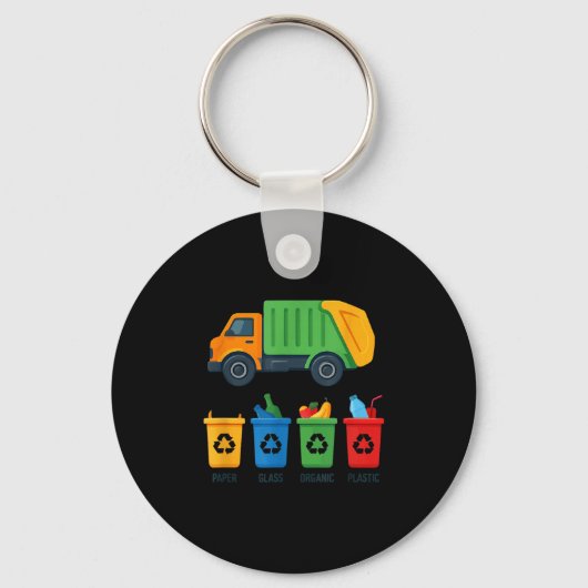 Garbage Day Recycling Truck Kids Boys Toddlers Gir Sleutelhanger (Voorkant)