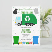 Garbage Trash Truck Birthday Invitation Kaart (Staand voorkant)