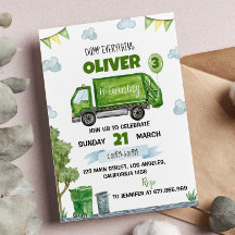 Garbage Truck Birthday Invitation