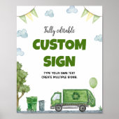 Garbage Truck Birthday Party Table Sign Poster (Voorkant)
