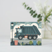 Garbage Truck Briefkaart (Staand voorkant)