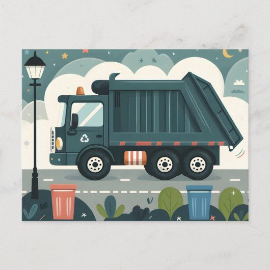 Garbage Truck Briefkaart (Voorkant)