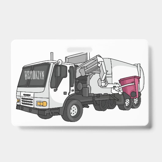 Garbage truck cartoon illustration badge (Voorzijde)