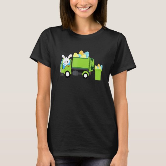 Garbage Truck Easter Bunny Egg Hunt Toddler Kinder T-shirt (Voorkant)