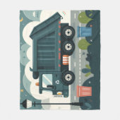 Garbage Truck Fleece Deken (Voorkant)