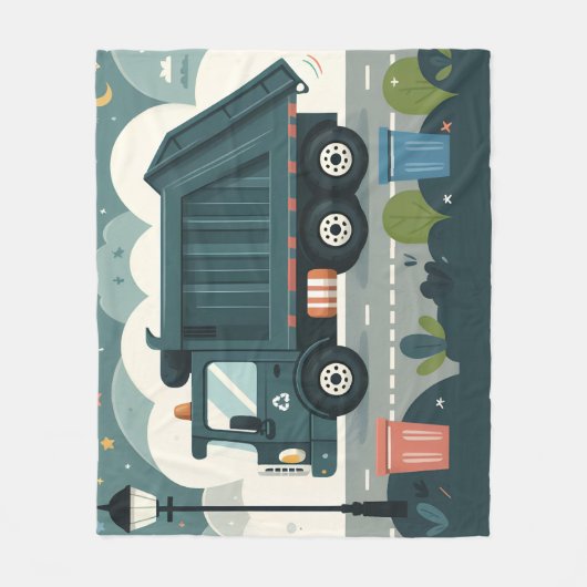 Garbage Truck Fleece Deken (Voorkant)