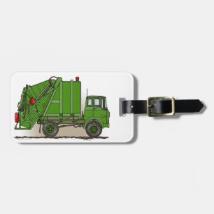 Garbage Truck Green Bagagelabel